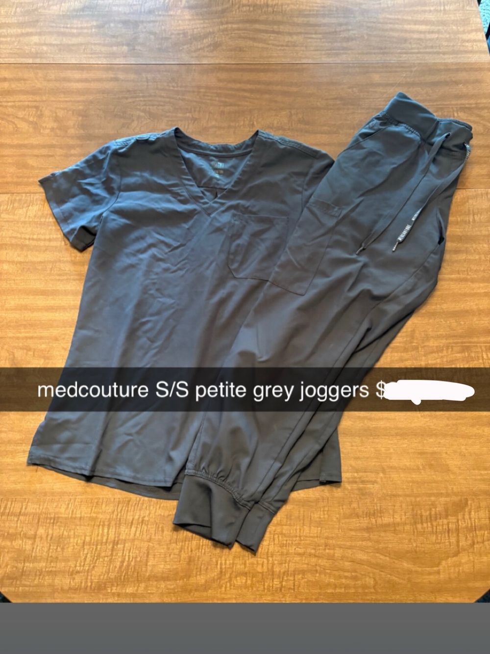 Med Couture Grey V-Neck Scrub Top and Jogger Set